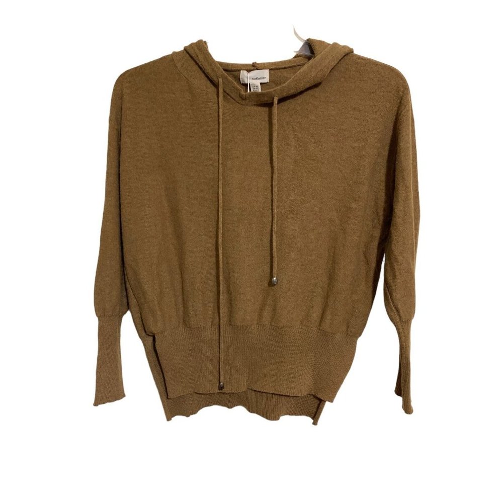The Korner Women's Pullover Sweater Hoodie Long Sleeve Brown Size S/M NWT